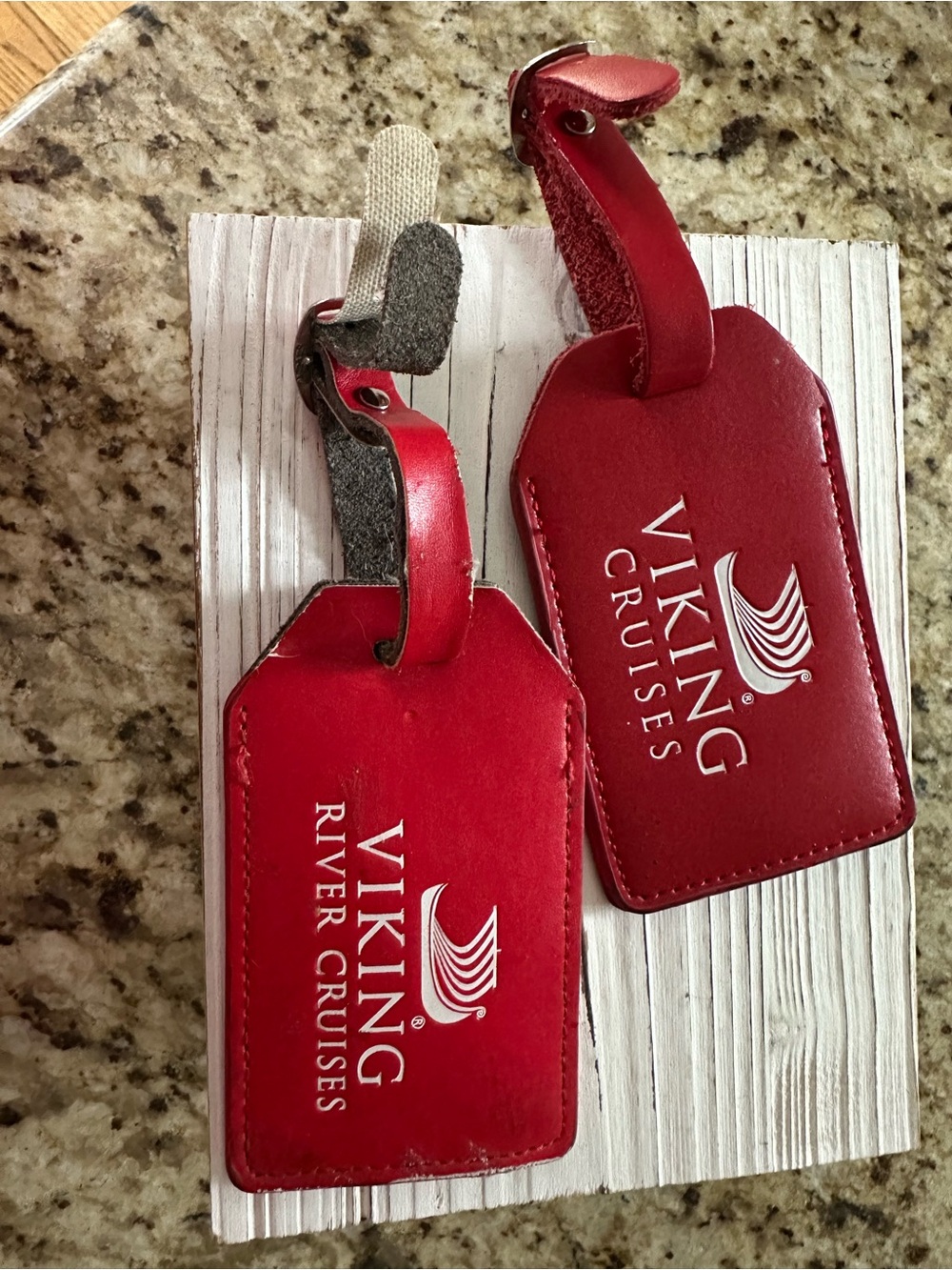 Viking River Cruises Red Leather Bag Luggage Tags Set of 2 Travel Accessories